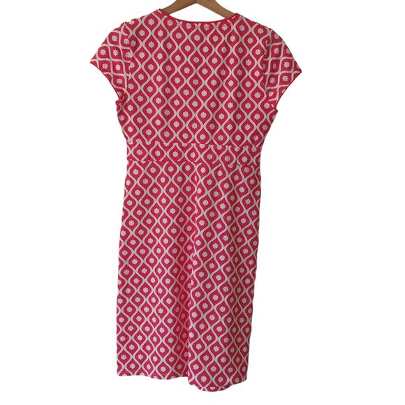 Boden Womens Casual Dress Printed Red Geometric Faux Wrap Summer Sheath US 4 - Picture 2 of 4